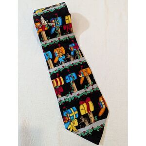 Zylos by George Machado Silk Tie Mailbox Holiday Gifts Print Black